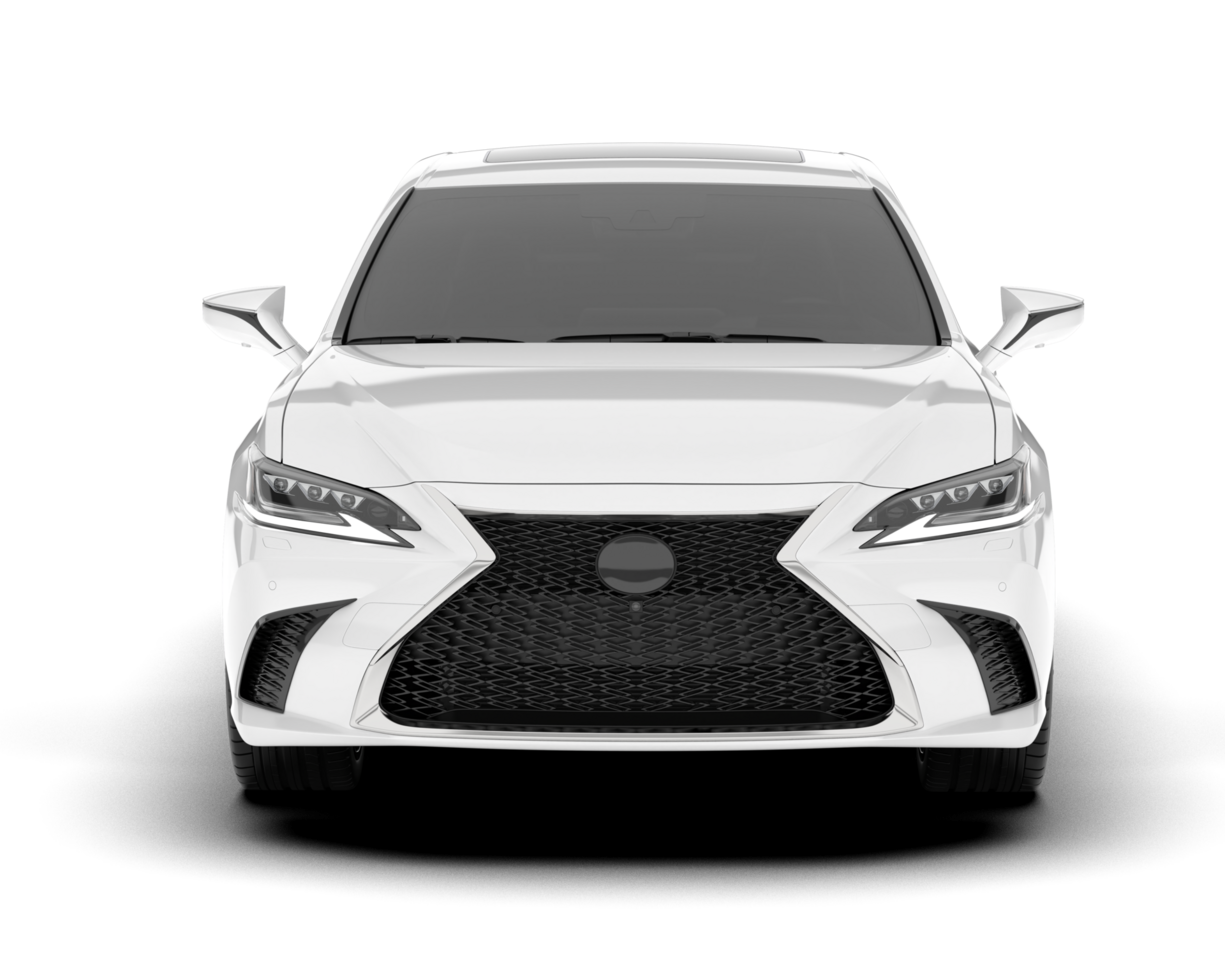 White city car isolated on transparent background. 3d rendering - illustration png
