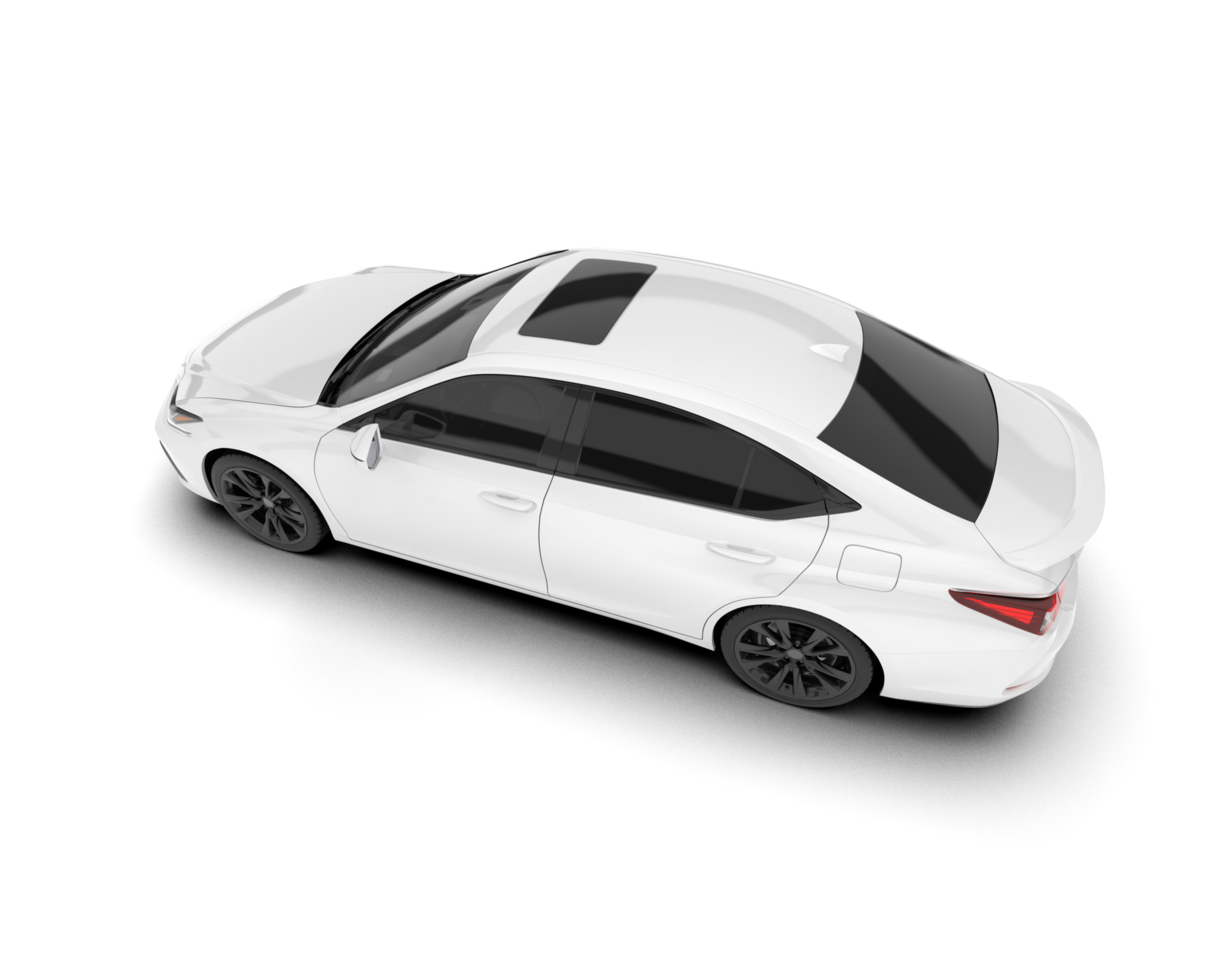 White city car isolated on transparent background. 3d rendering - illustration png