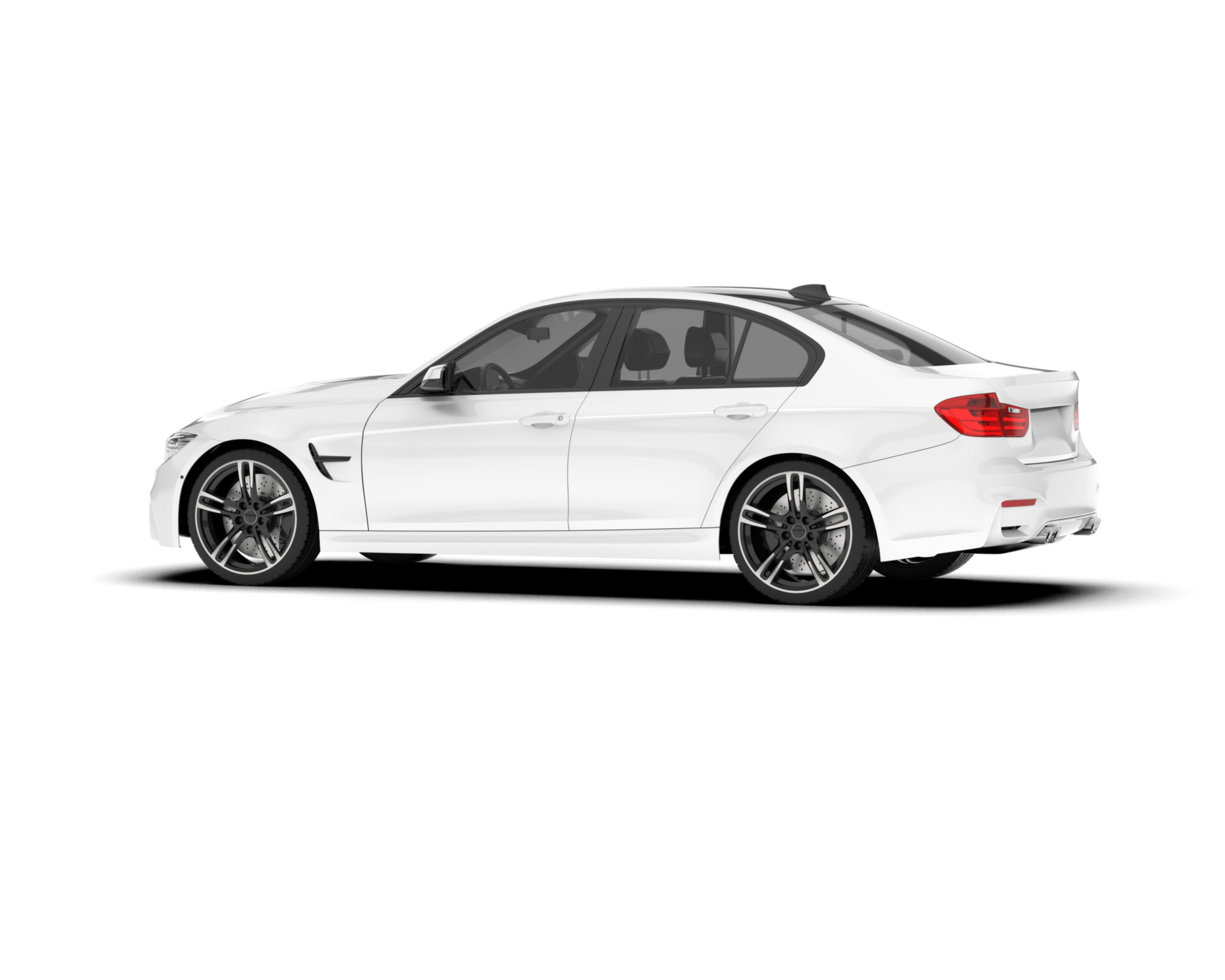 White city car isolated on transparent background. 3d rendering - illustration png