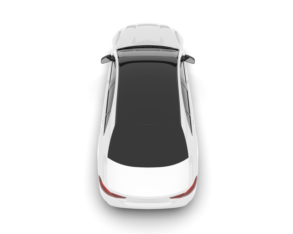 White city car isolated on transparent background. 3d rendering - illustration png