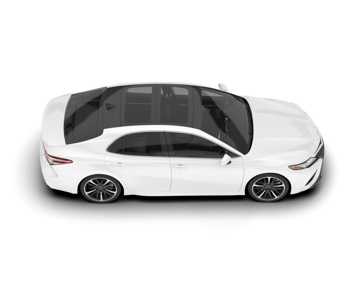 White modern car isolated on transparent background. 3d rendering - illustration png