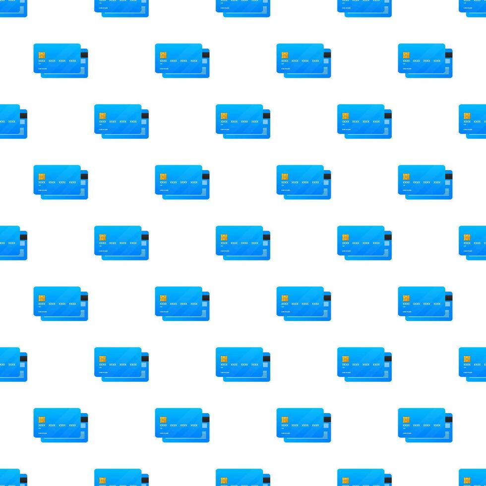 Blue simple credit card pattern on white background. Vector Illustration