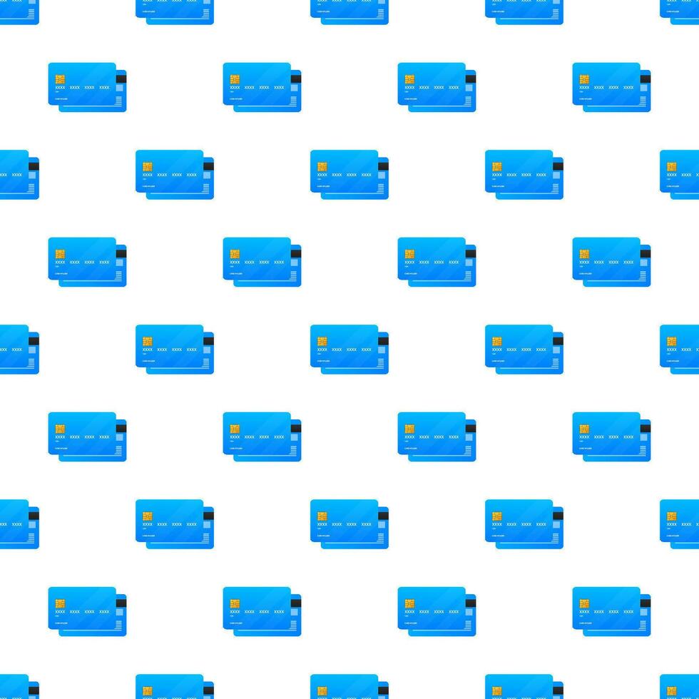 Blue simple credit card pattern on white background. Vector Illustration