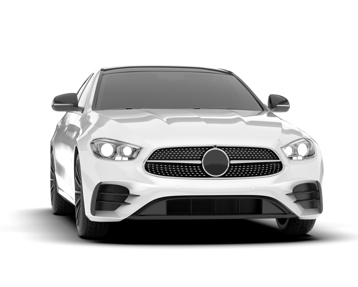 White city car isolated on transparent background. 3d rendering - illustration png