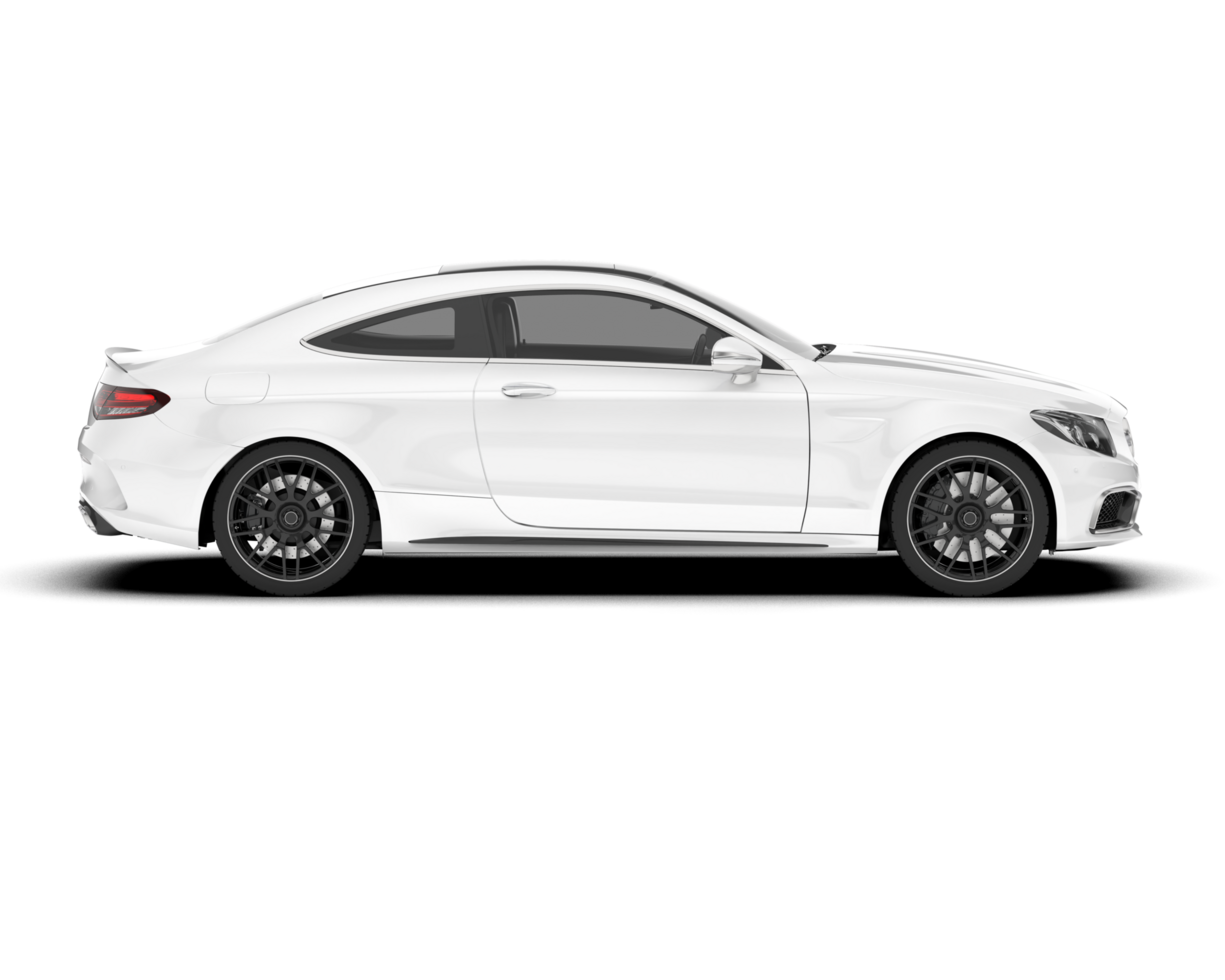White city car isolated on transparent background. 3d rendering - illustration png