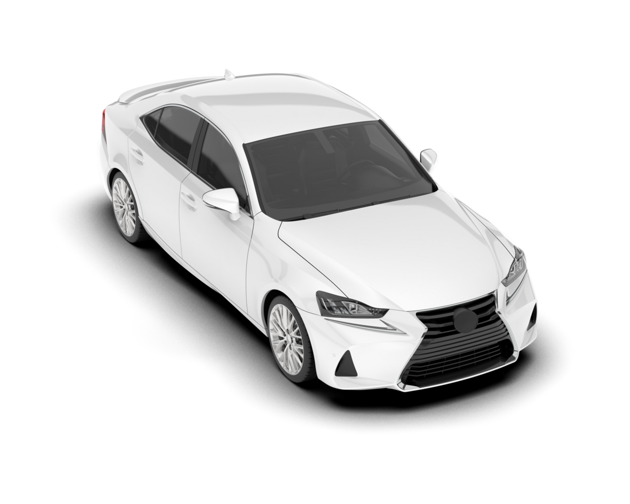 White city car isolated on transparent background. 3d rendering - illustration png