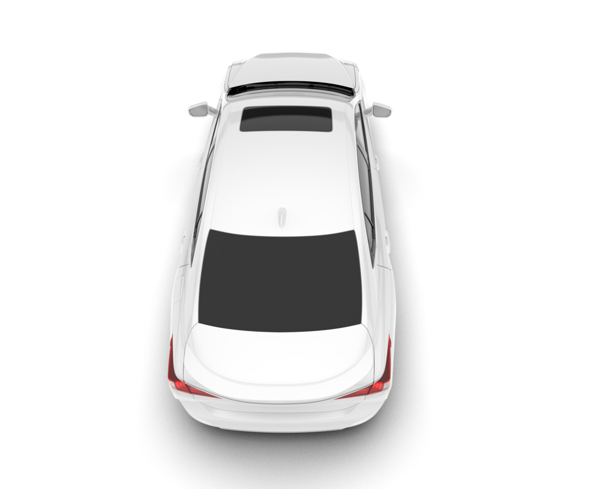 White city car isolated on transparent background. 3d rendering - illustration png