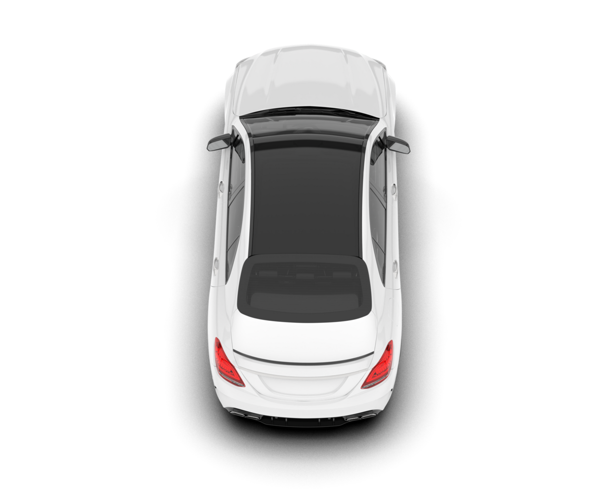 White modern car isolated on transparent background. 3d rendering - illustration png