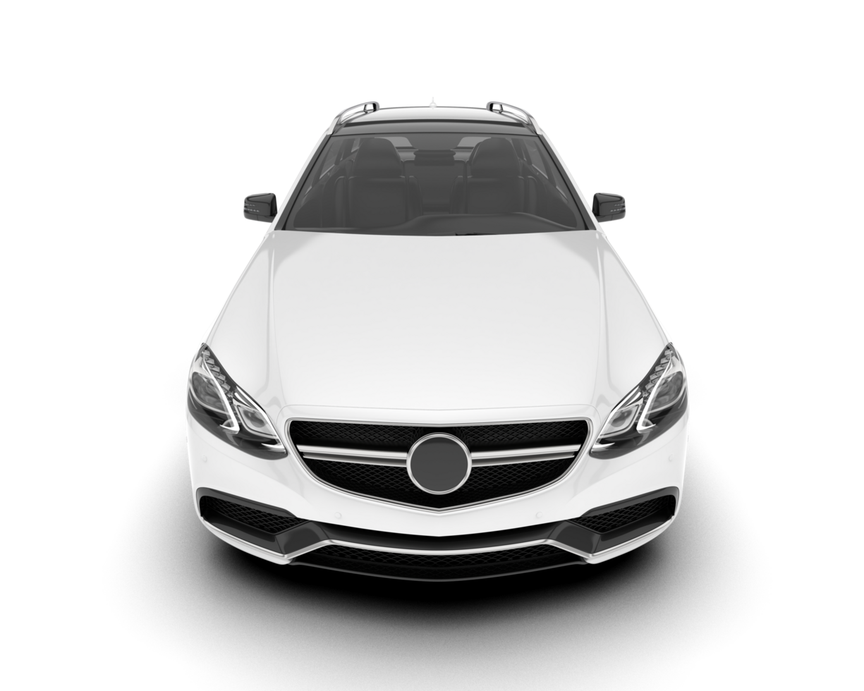 White city car isolated on transparent background. 3d rendering - illustration png