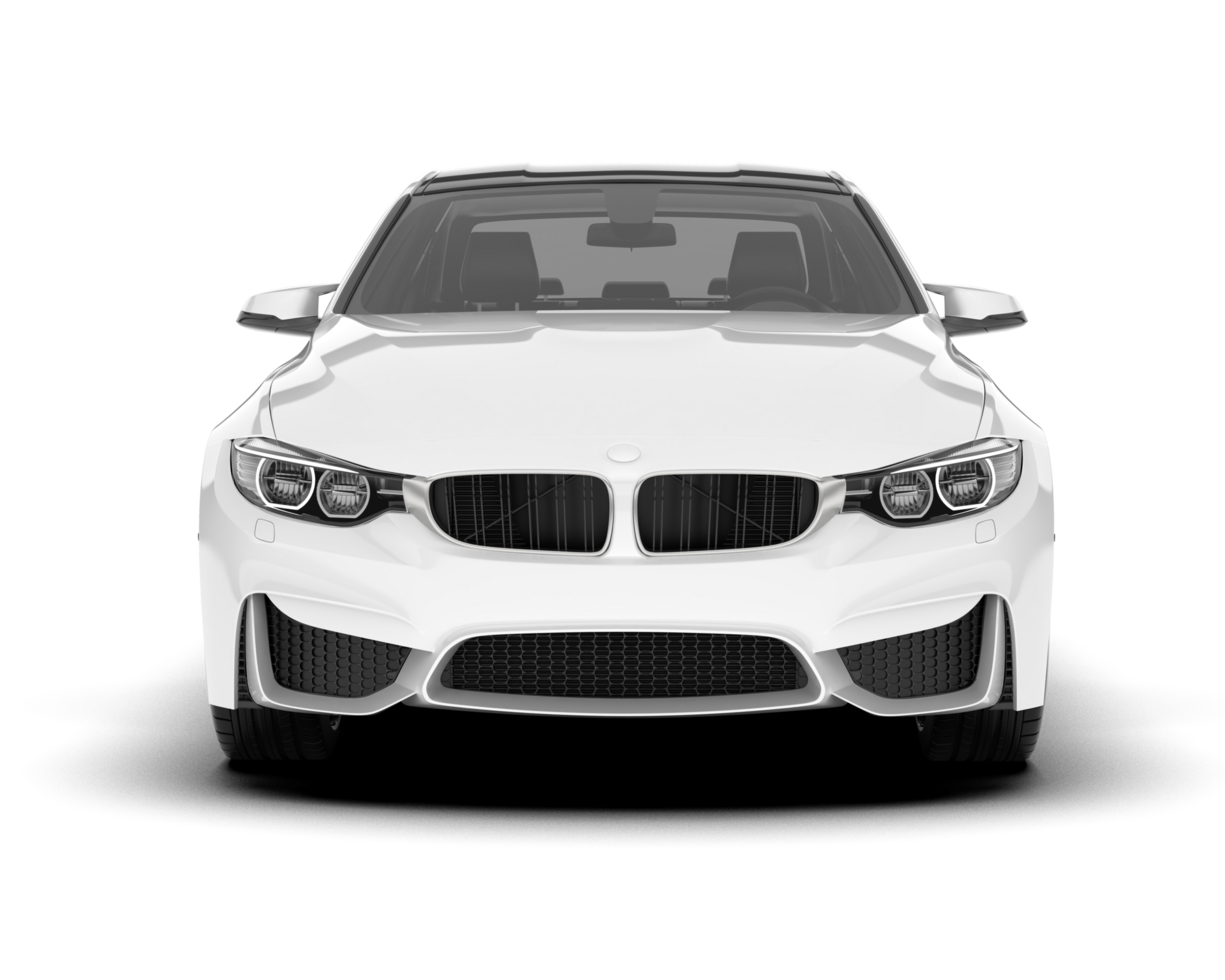 White city car isolated on transparent background. 3d rendering - illustration png