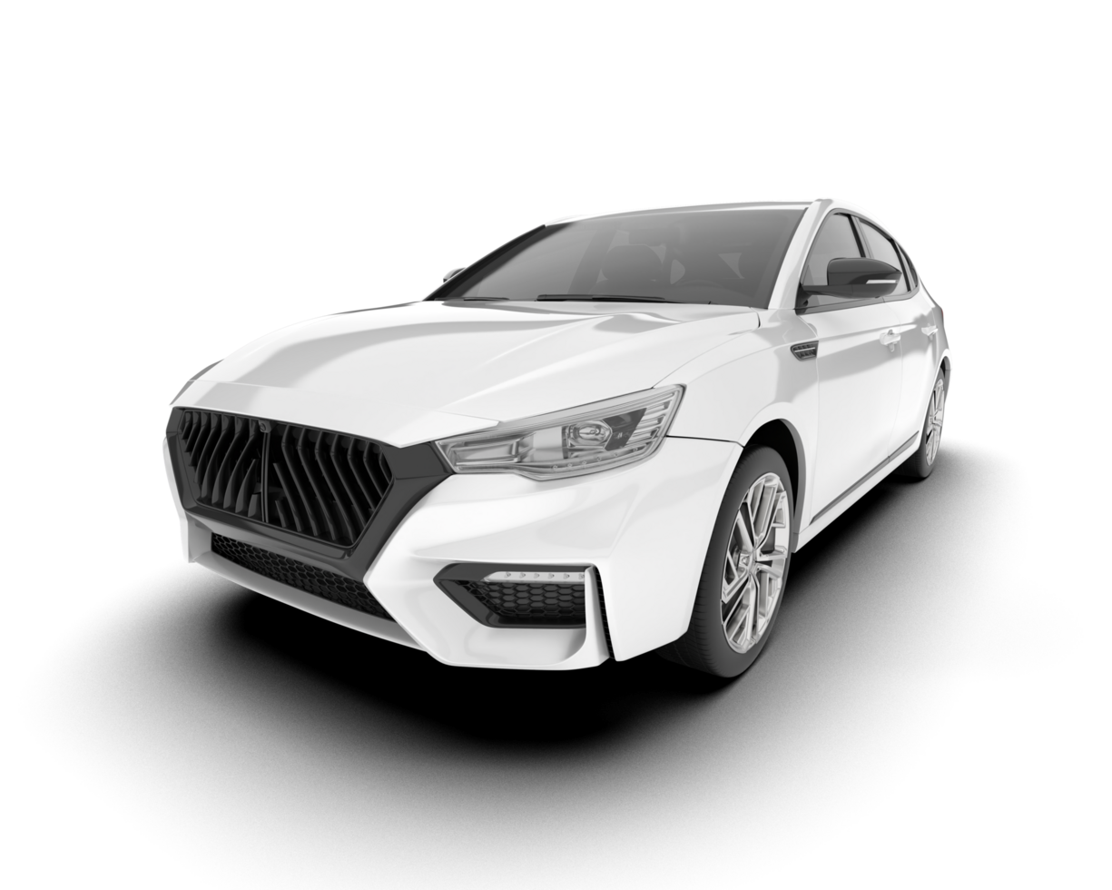 White city car isolated on transparent background. 3d rendering - illustration png