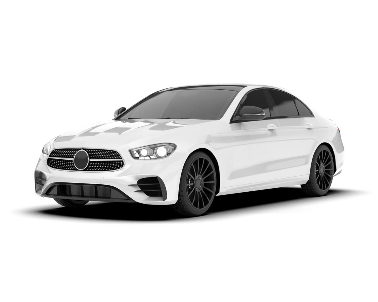 White city car isolated on transparent background. 3d rendering - illustration png