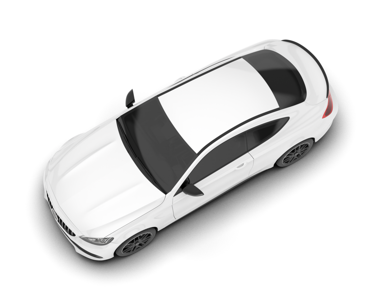 White city car isolated on transparent background. 3d rendering - illustration png