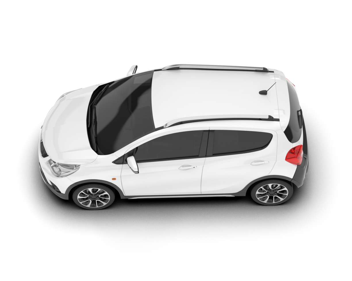 White city car isolated on transparent background. 3d rendering - illustration png