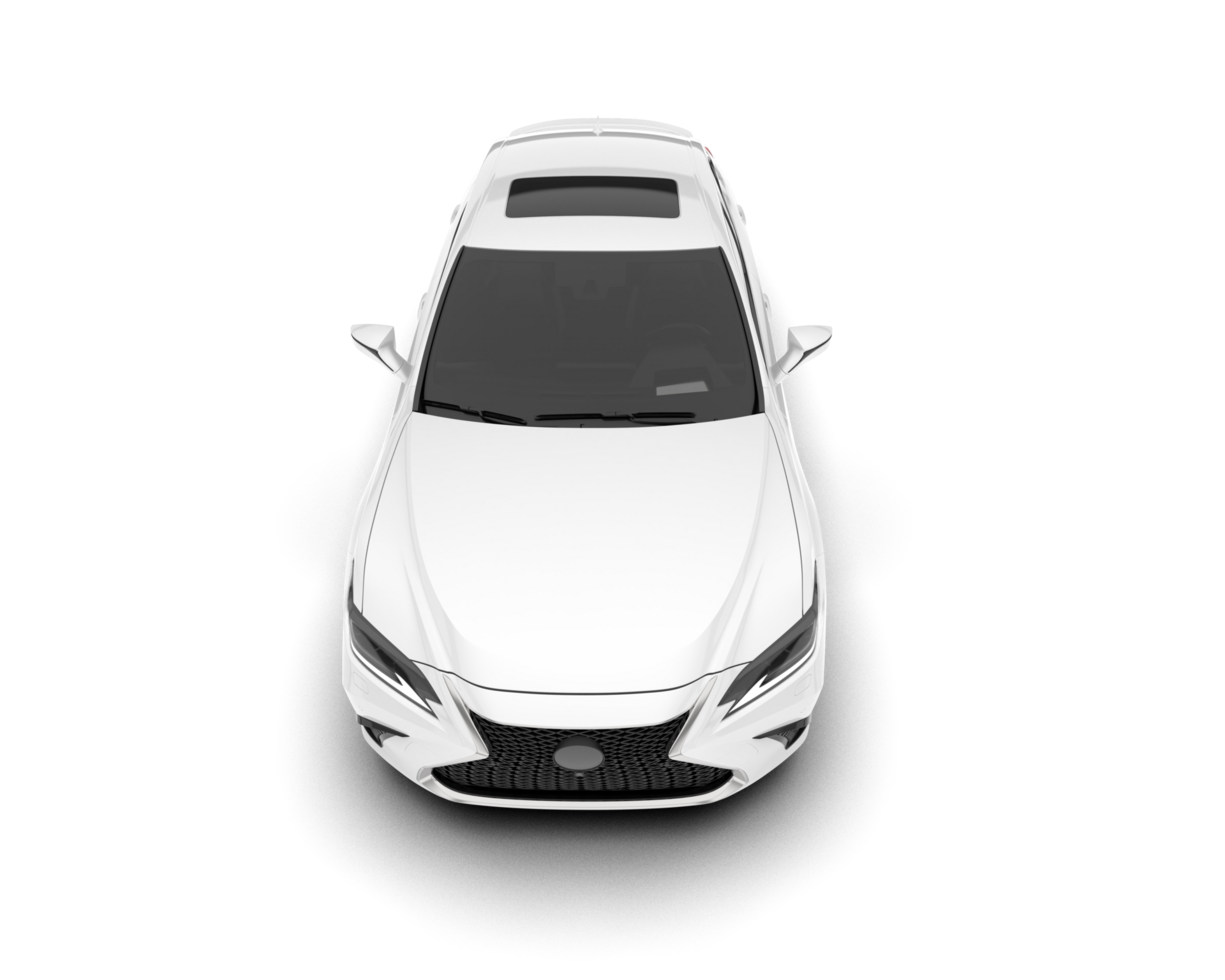 White city car isolated on transparent background. 3d rendering - illustration png