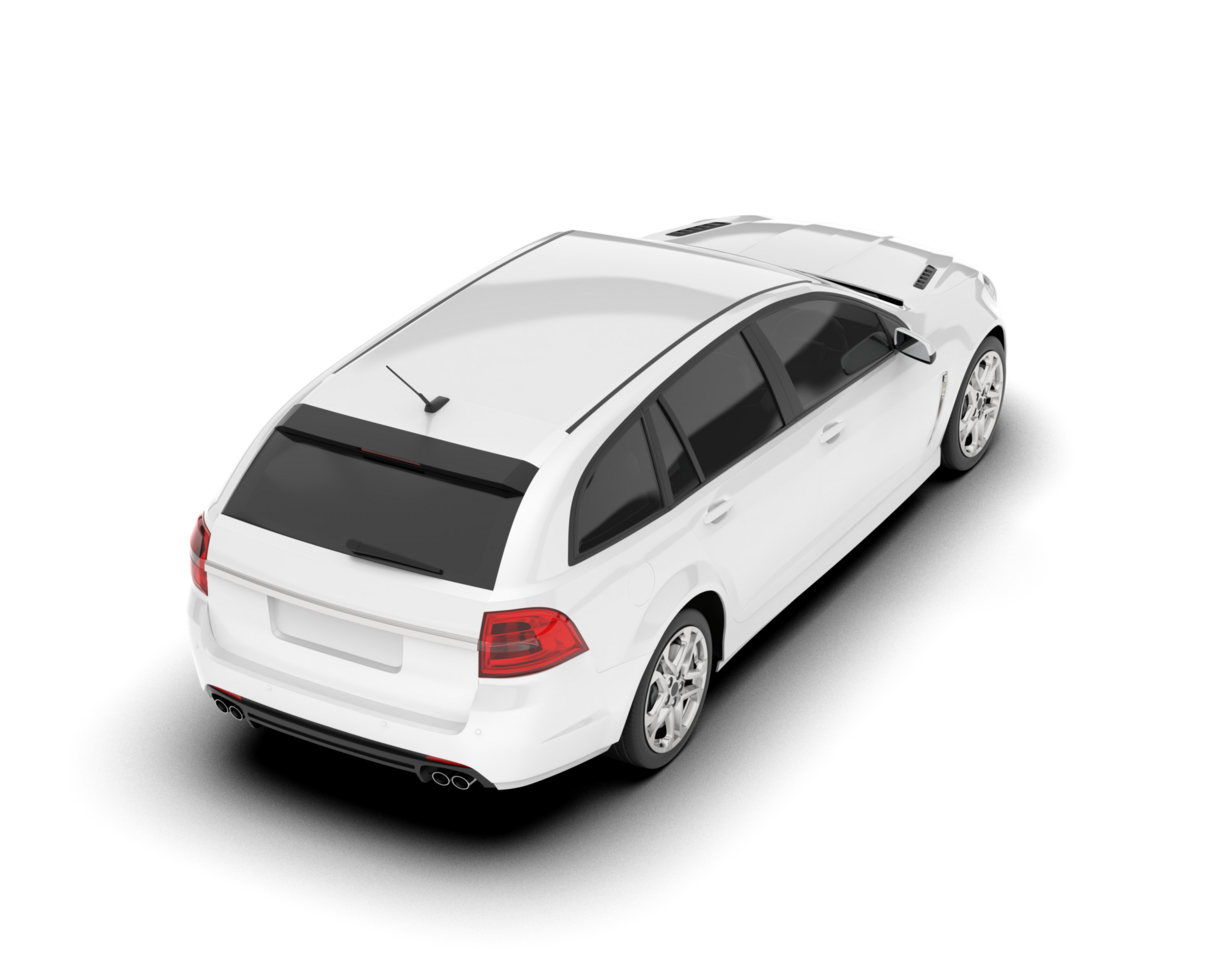 White modern car isolated on transparent background. 3d rendering - illustration png