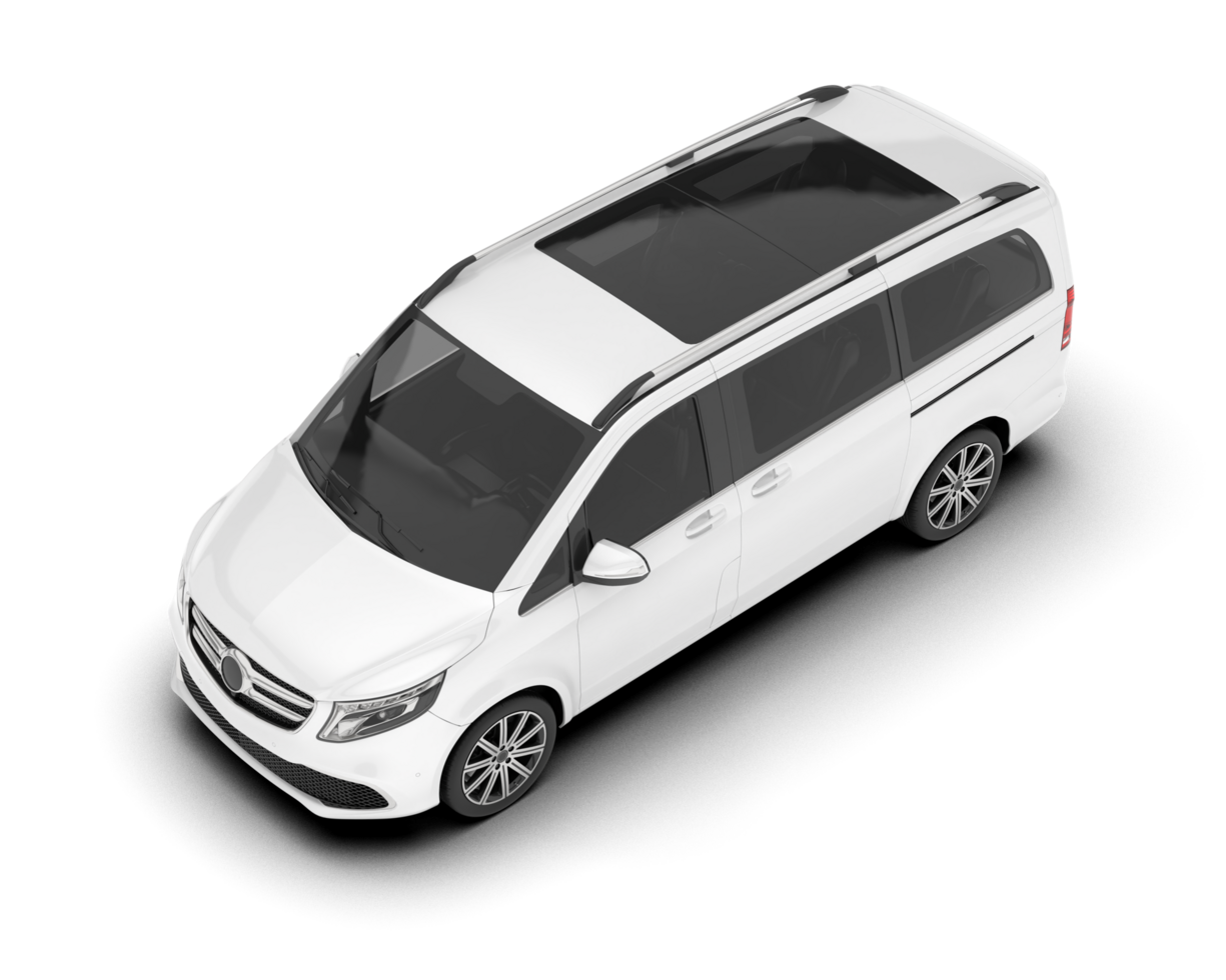 White city car isolated on transparent background. 3d rendering - illustration png