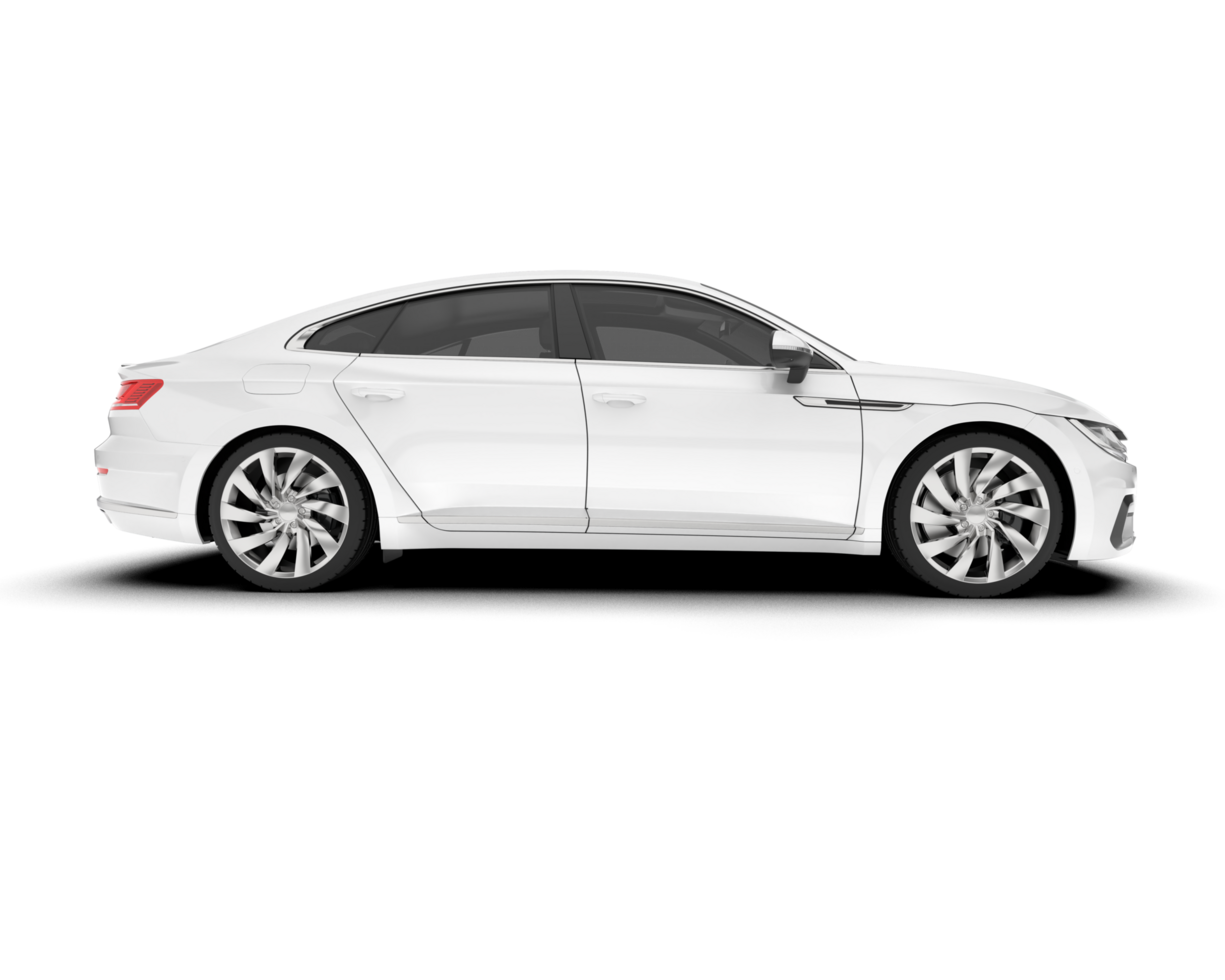 White modern car isolated on transparent background. 3d rendering - illustration png