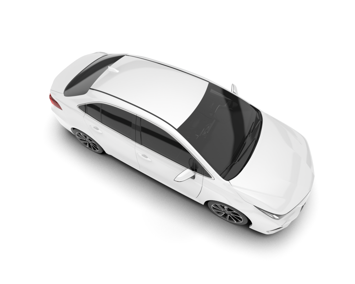 White modern car isolated on transparent background. 3d rendering - illustration png