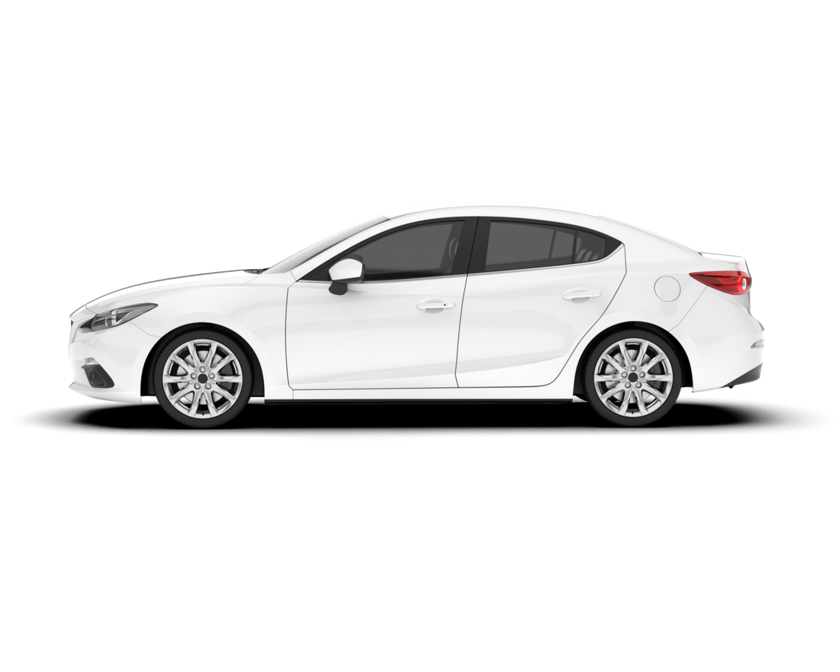 White modern car isolated on transparent background. 3d rendering - illustration png