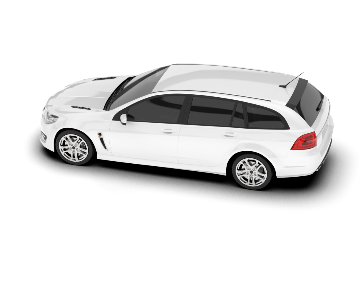 White modern car isolated on transparent background. 3d rendering - illustration png