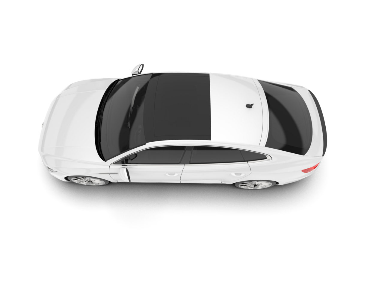 White modern car isolated on transparent background. 3d rendering - illustration png