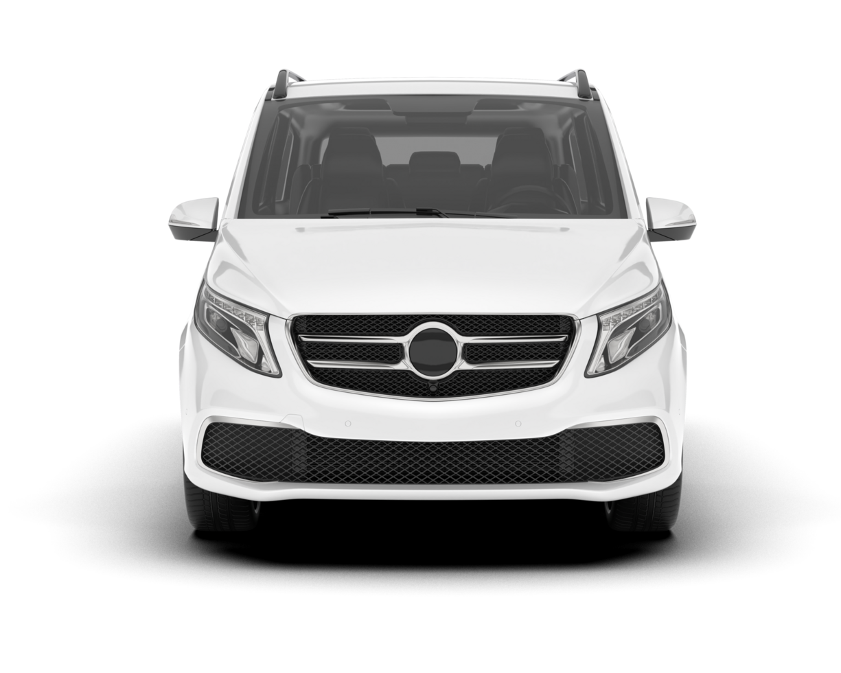 White city car isolated on transparent background. 3d rendering - illustration png