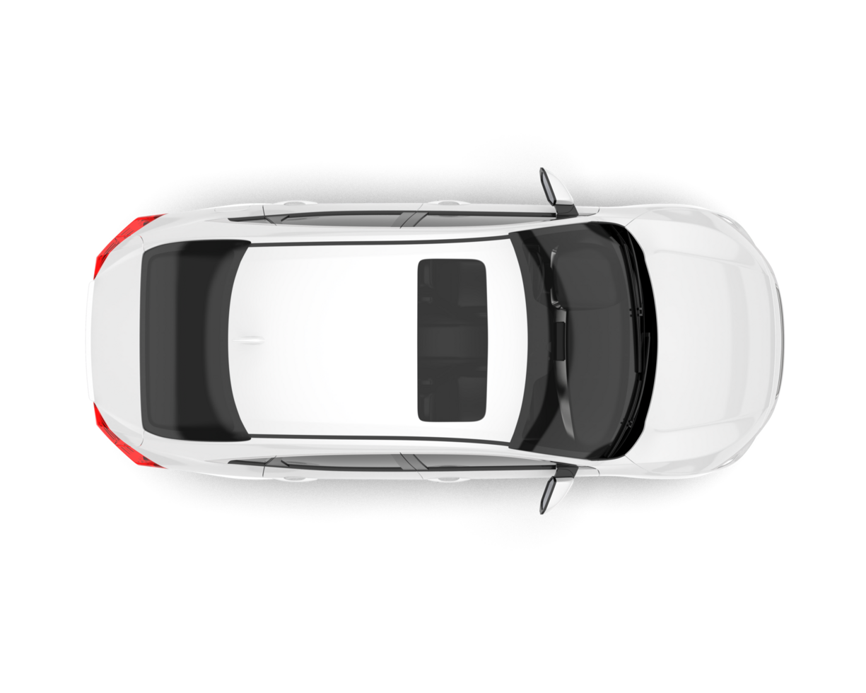 White modern car isolated on transparent background. 3d rendering - illustration png