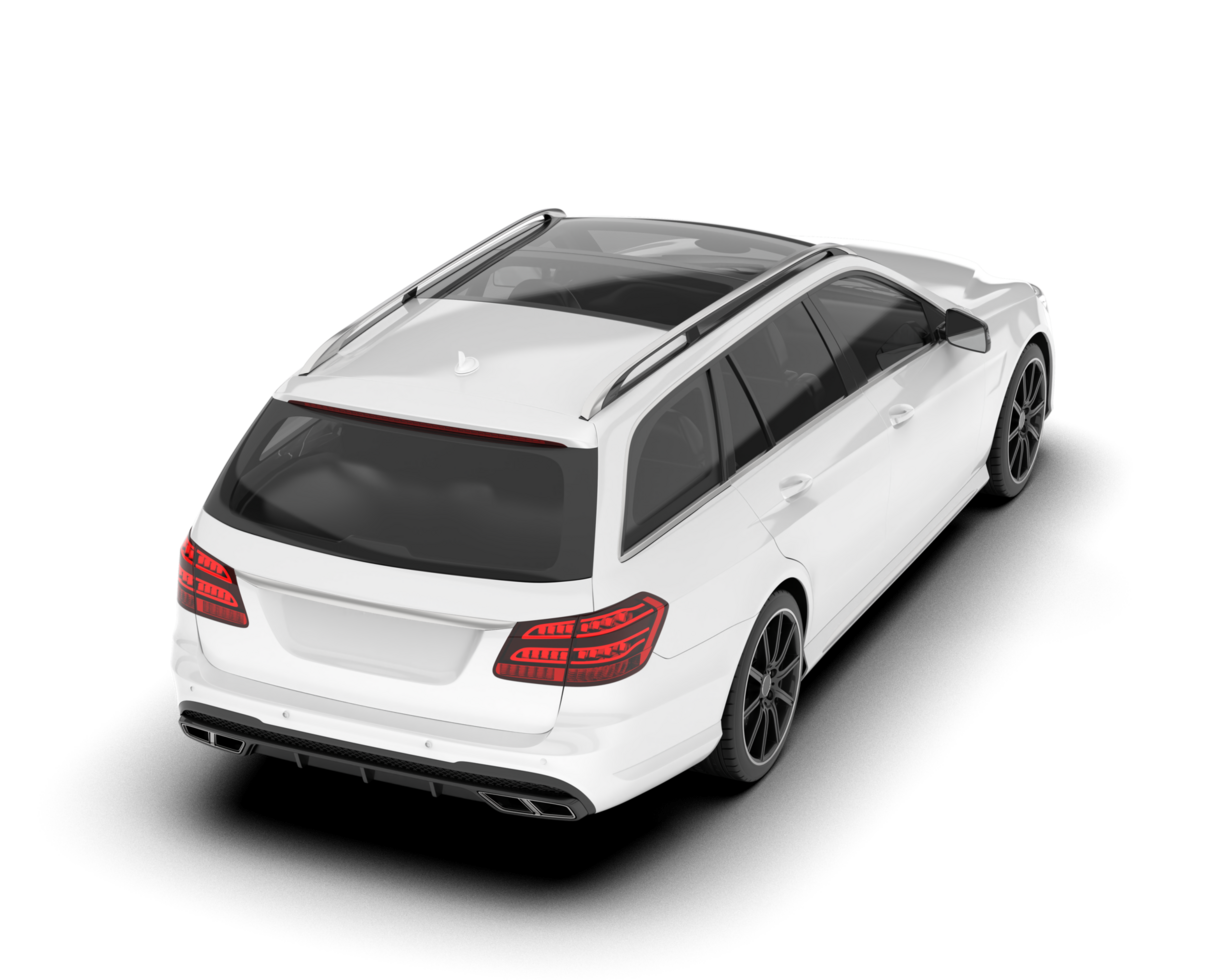 White city car isolated on transparent background. 3d rendering - illustration png