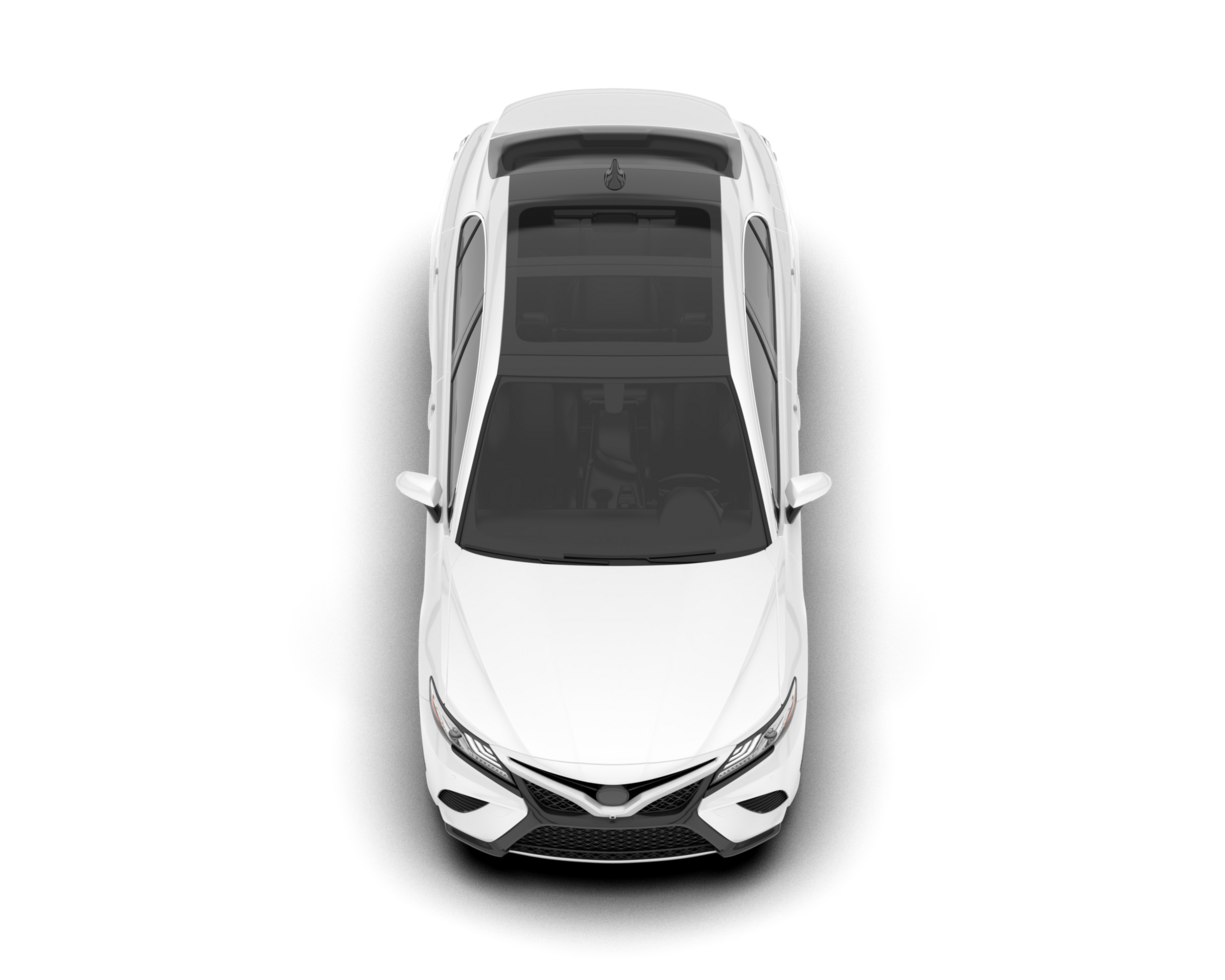 White modern car isolated on transparent background. 3d rendering - illustration png
