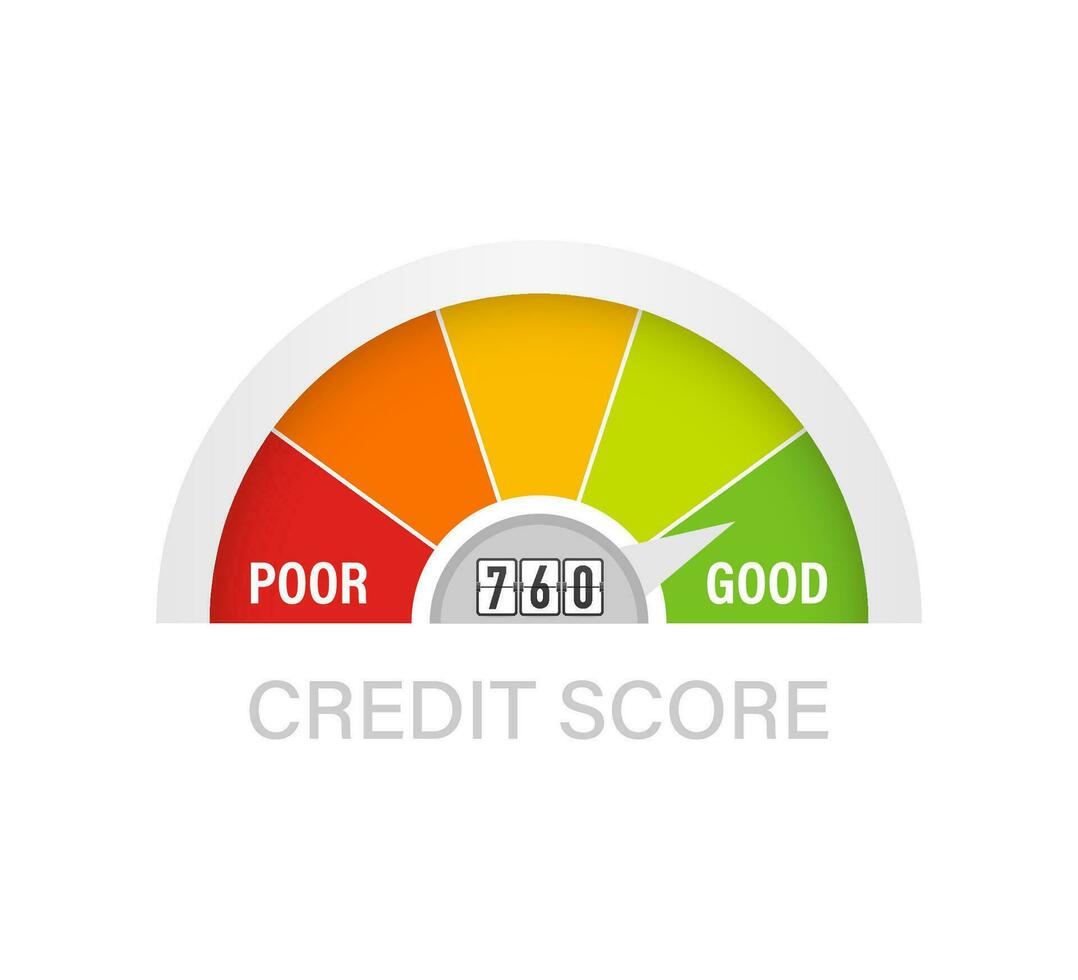 Credit score scale showing good value. Vector stock illustration.