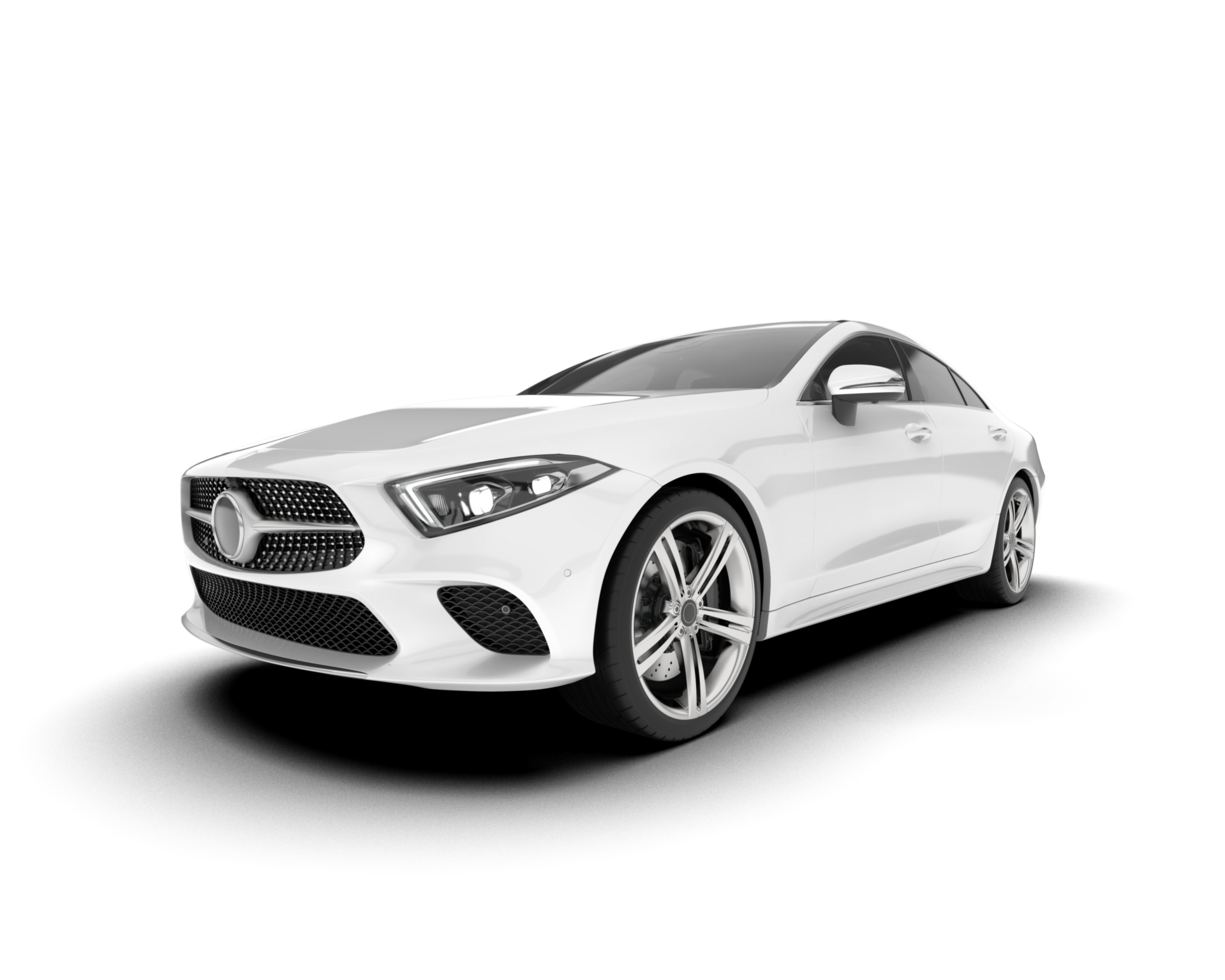 White modern car isolated on transparent background. 3d rendering - illustration png