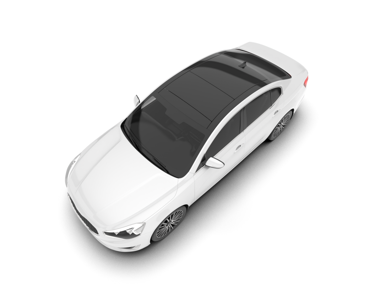 White city car isolated on transparent background. 3d rendering - illustration png