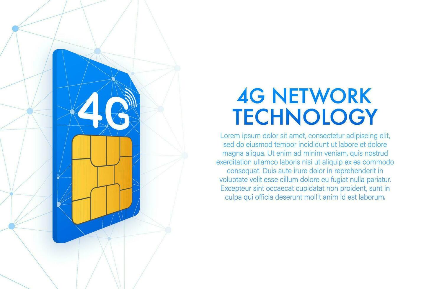 4G Sim Card. Isometric view. Mobile telecommunications technology symbol. Vector illustration