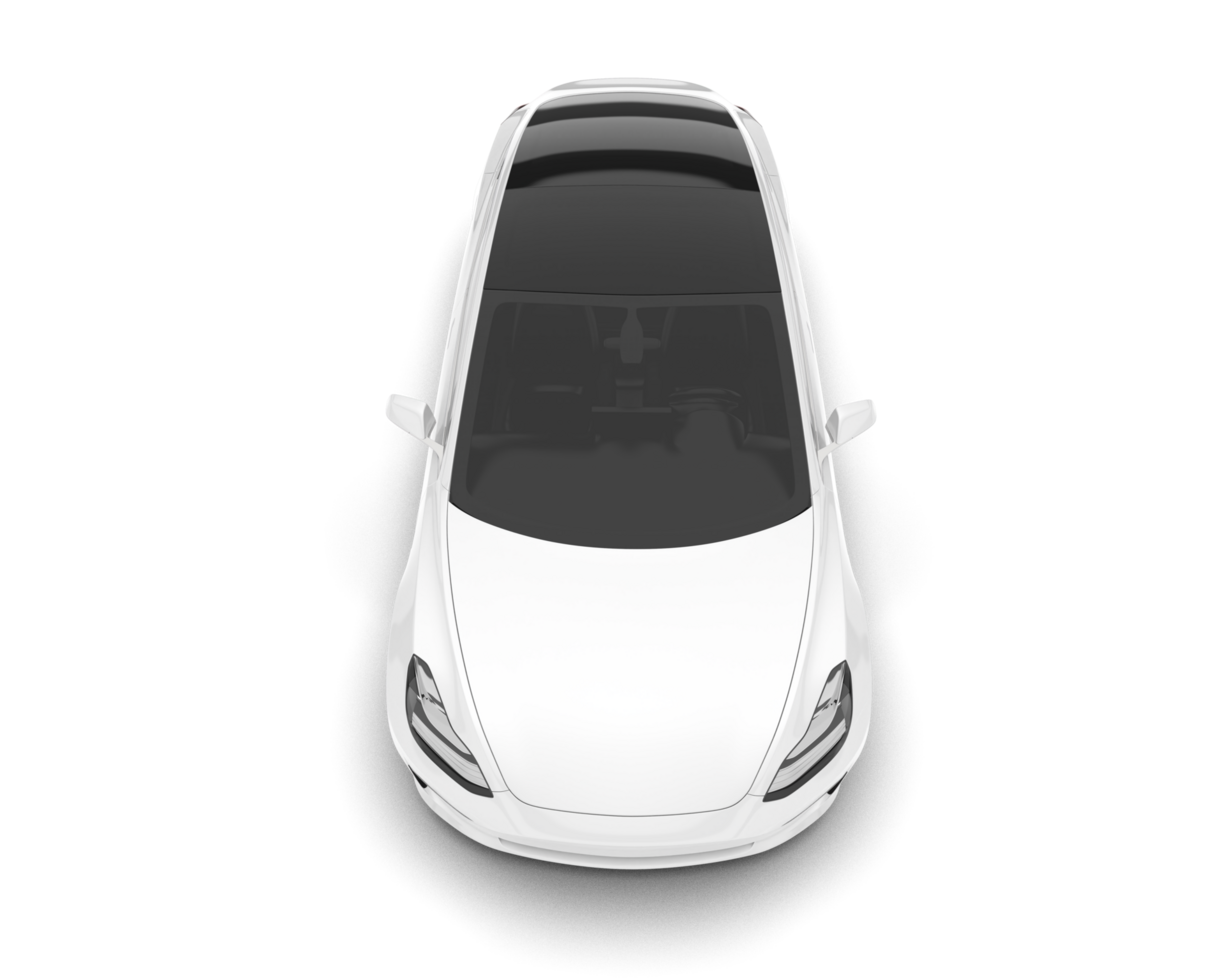 White modern car isolated on transparent background. 3d rendering - illustration png