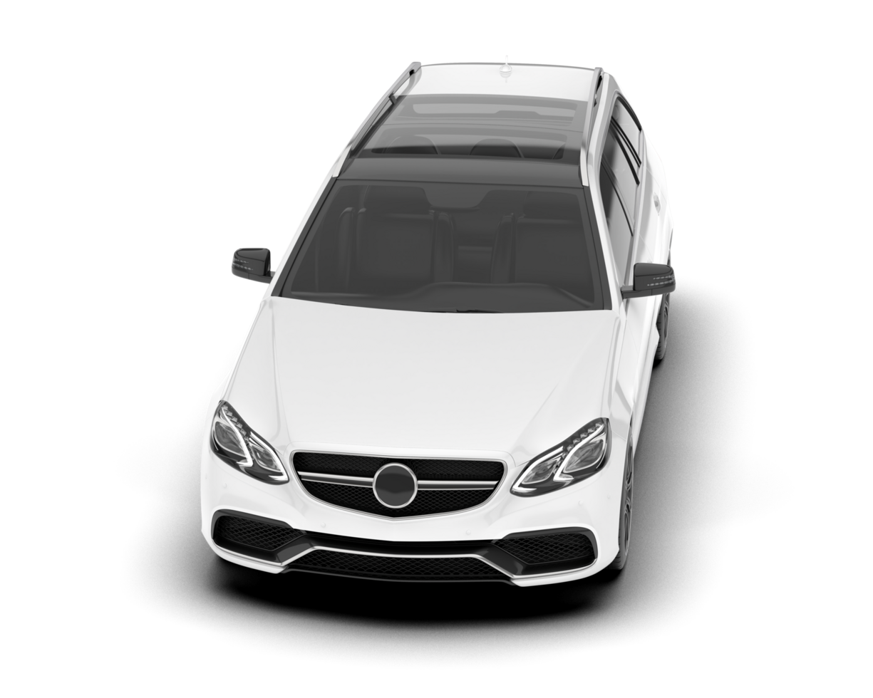 White city car isolated on transparent background. 3d rendering - illustration png