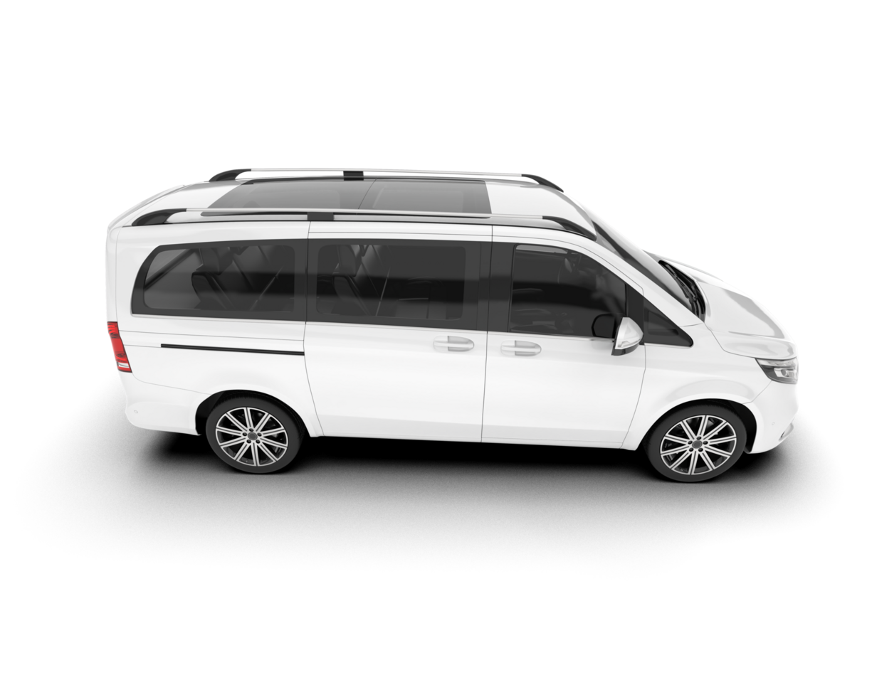 White city car isolated on transparent background. 3d rendering - illustration png