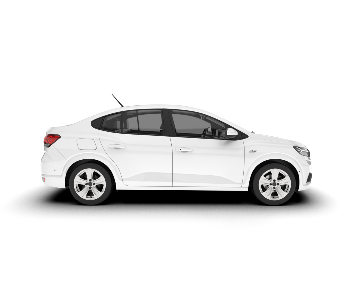 White city car isolated on transparent background. 3d rendering - illustration png