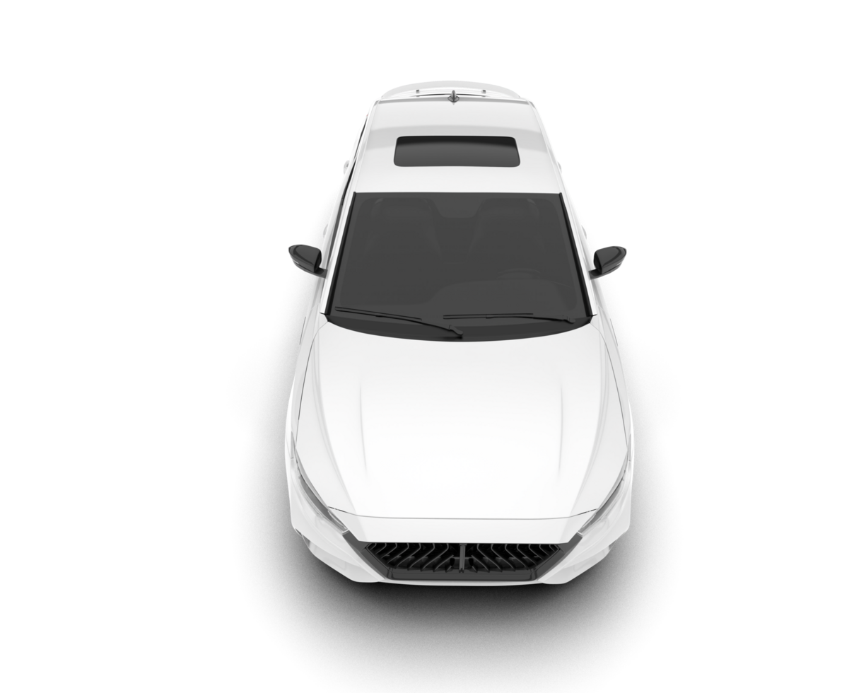 White city car isolated on transparent background. 3d rendering - illustration png