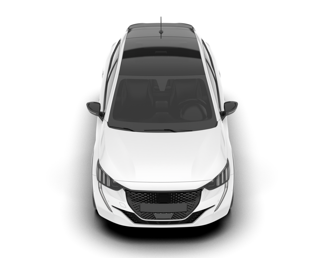 White city car isolated on transparent background. 3d rendering - illustration png