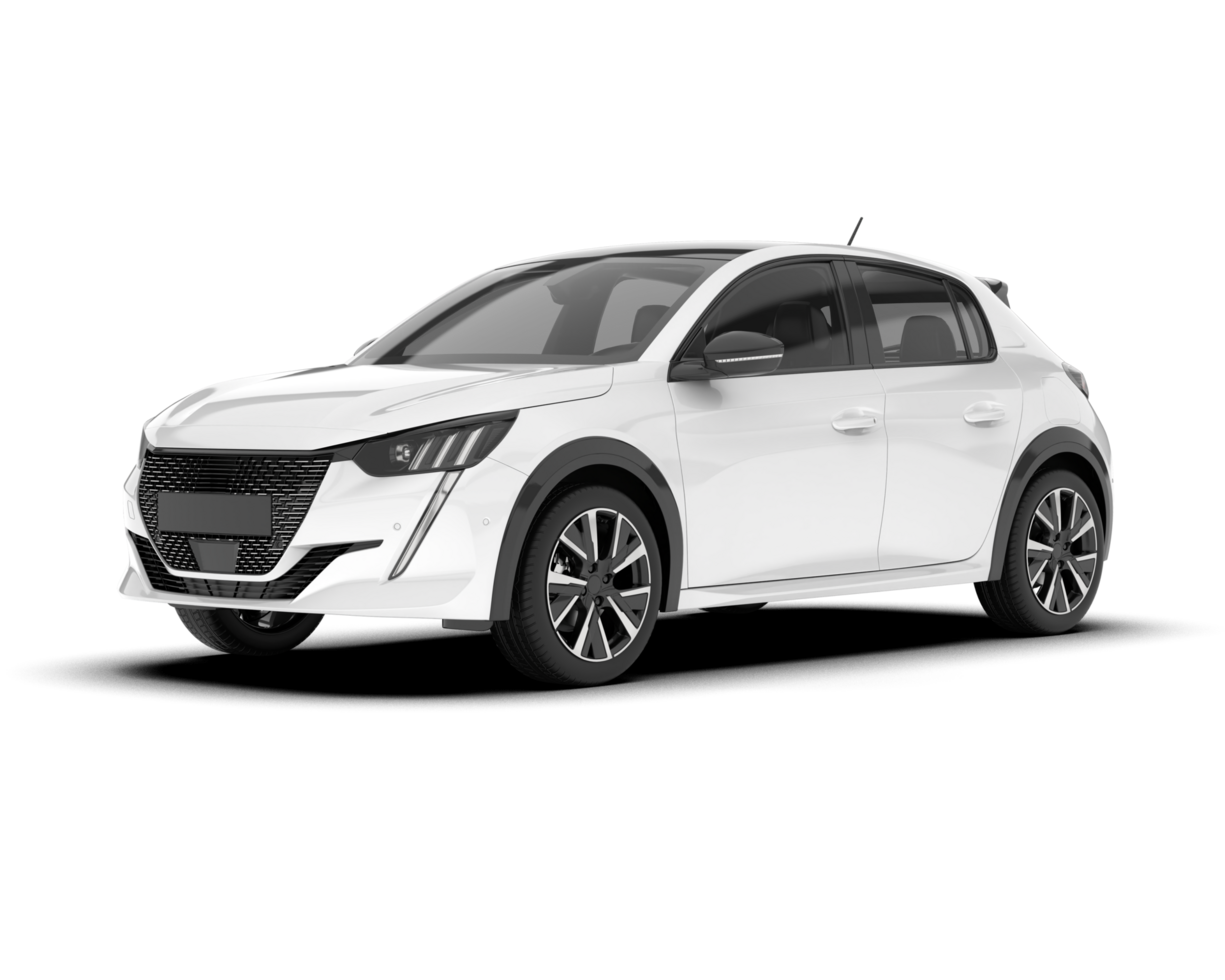 White city car isolated on transparent background. 3d rendering - illustration png