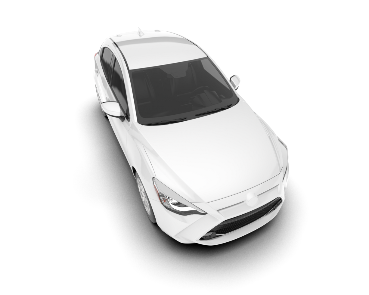 White city car isolated on transparent background. 3d rendering - illustration png