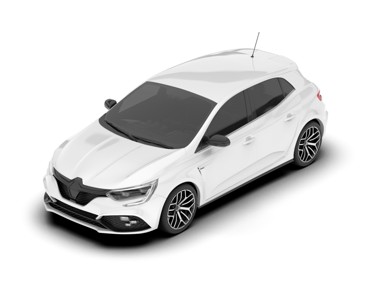 White city car isolated on transparent background. 3d rendering - illustration png