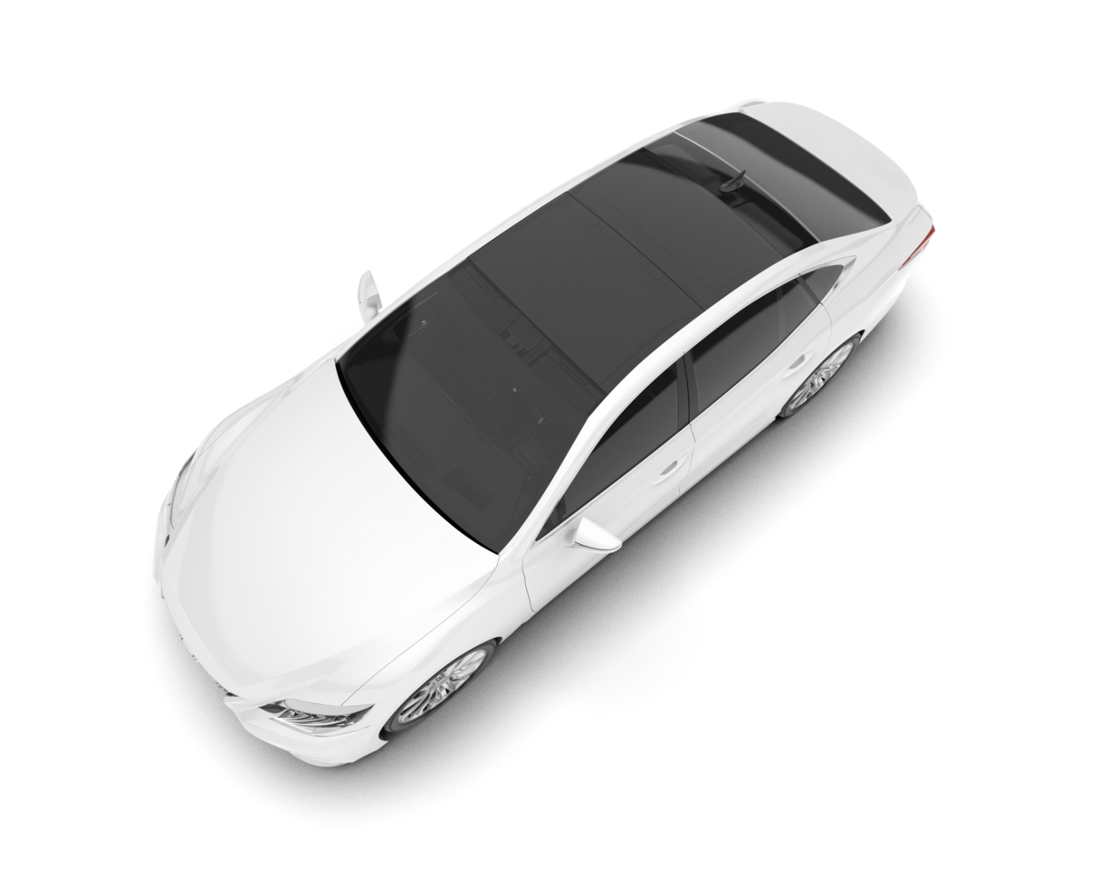 White modern car isolated on transparent background. 3d rendering - illustration png