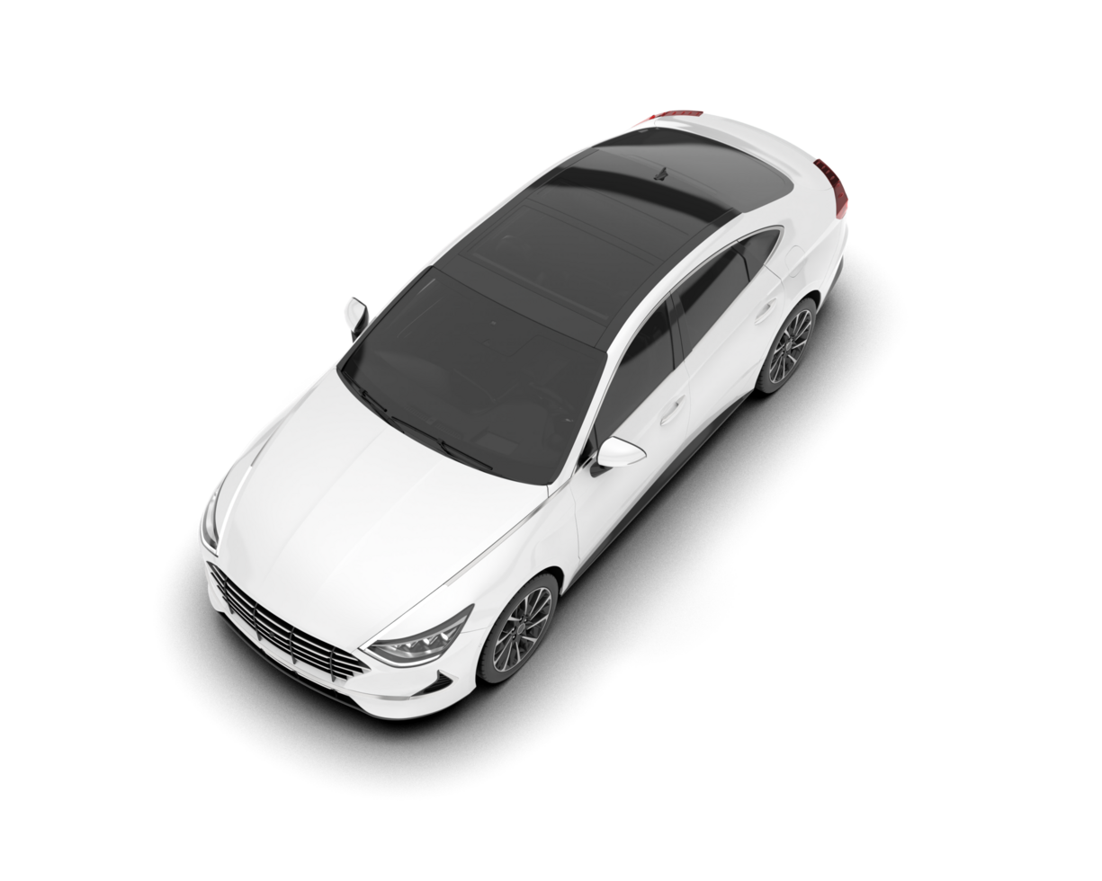 White modern car isolated on transparent background. 3d rendering - illustration png