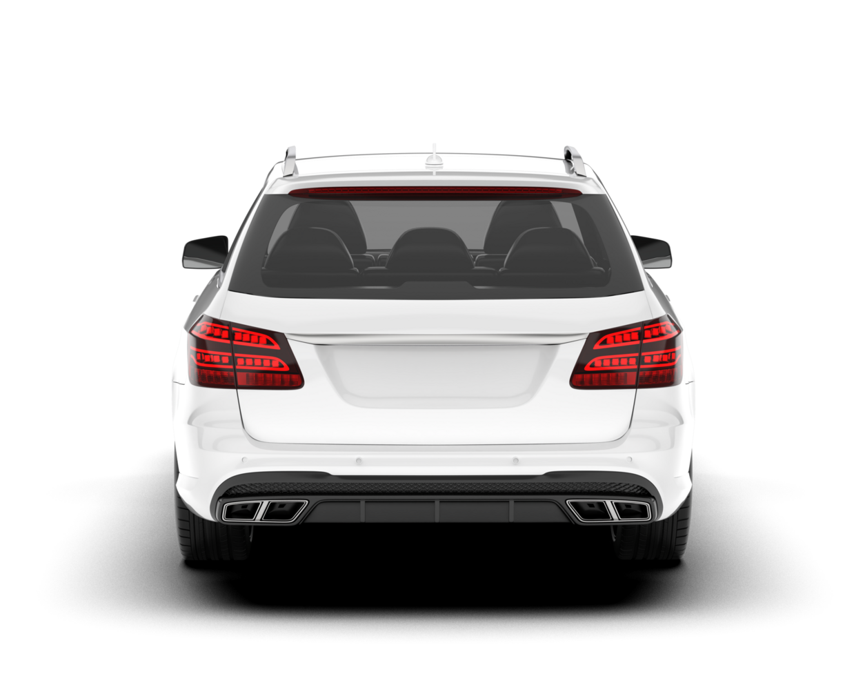 White city car isolated on transparent background. 3d rendering - illustration png