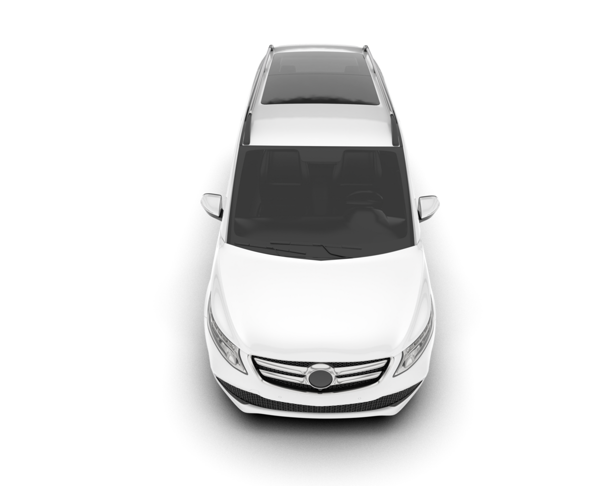 White city car isolated on transparent background. 3d rendering - illustration png