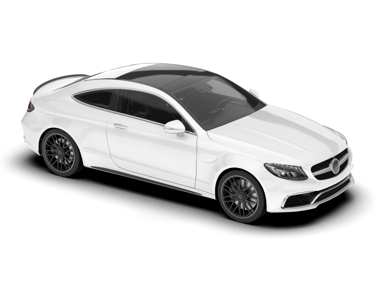 White city car isolated on transparent background. 3d rendering - illustration png