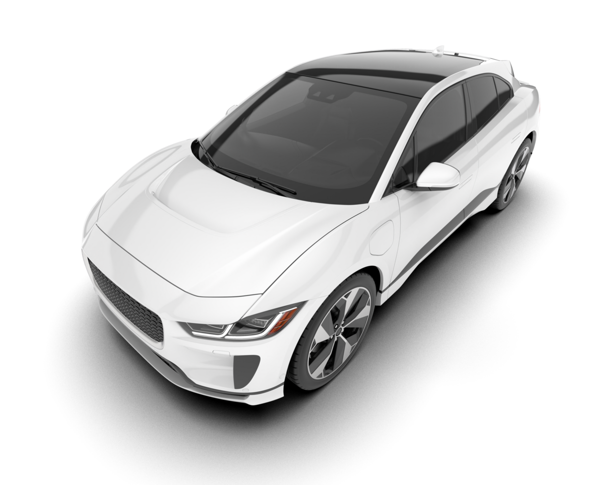 White city car isolated on transparent background. 3d rendering - illustration png