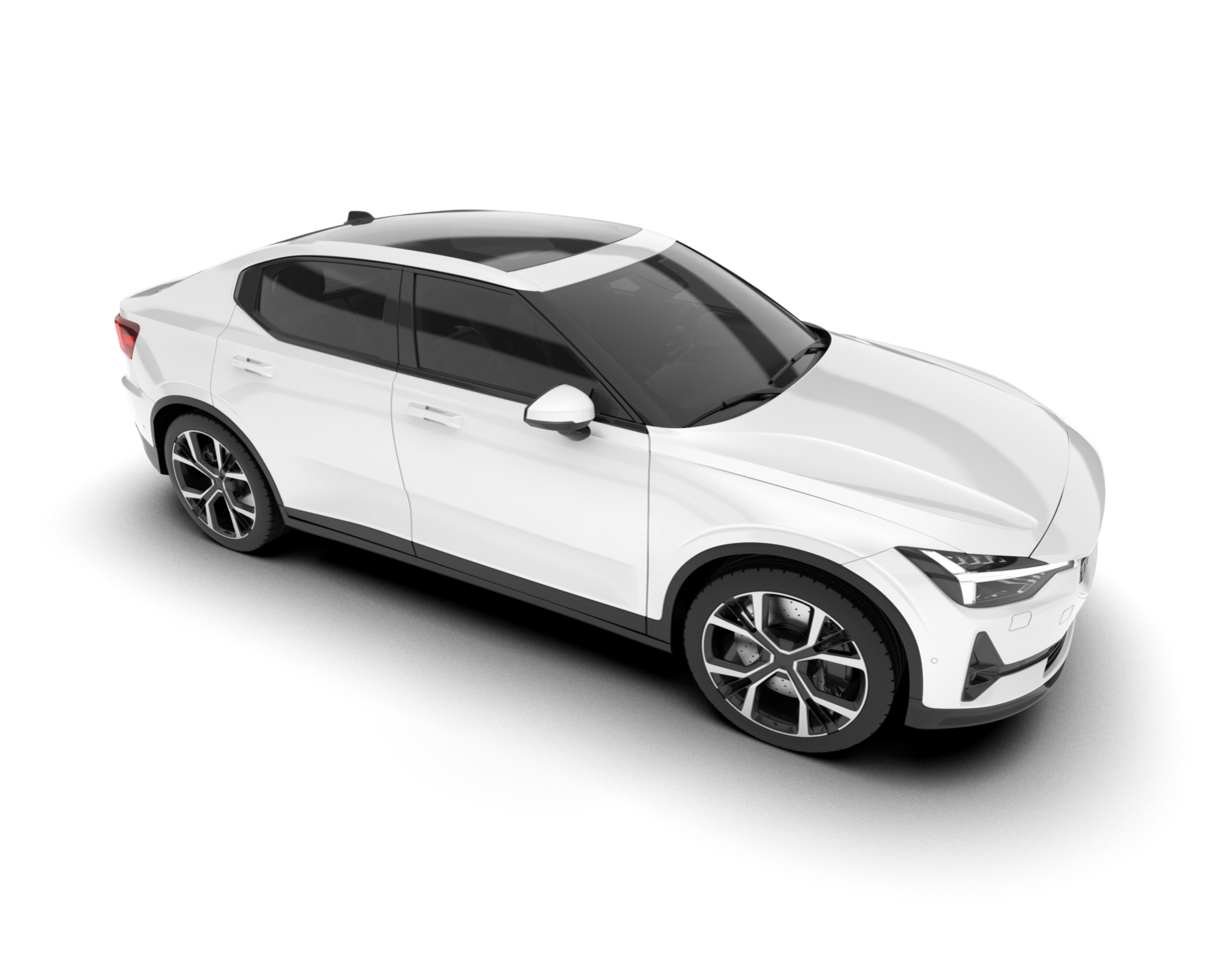 White modern car isolated on transparent background. 3d rendering - illustration png